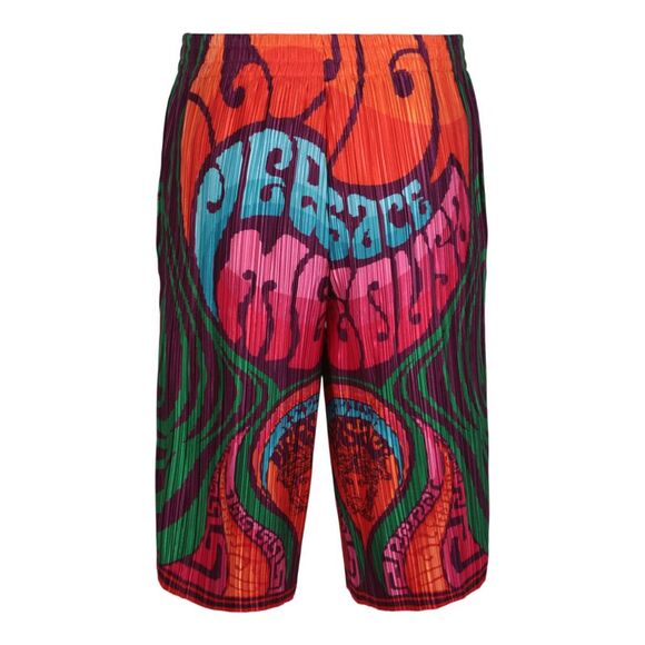 Versace Pleated Medusa Music Print Shorts Multi Mens